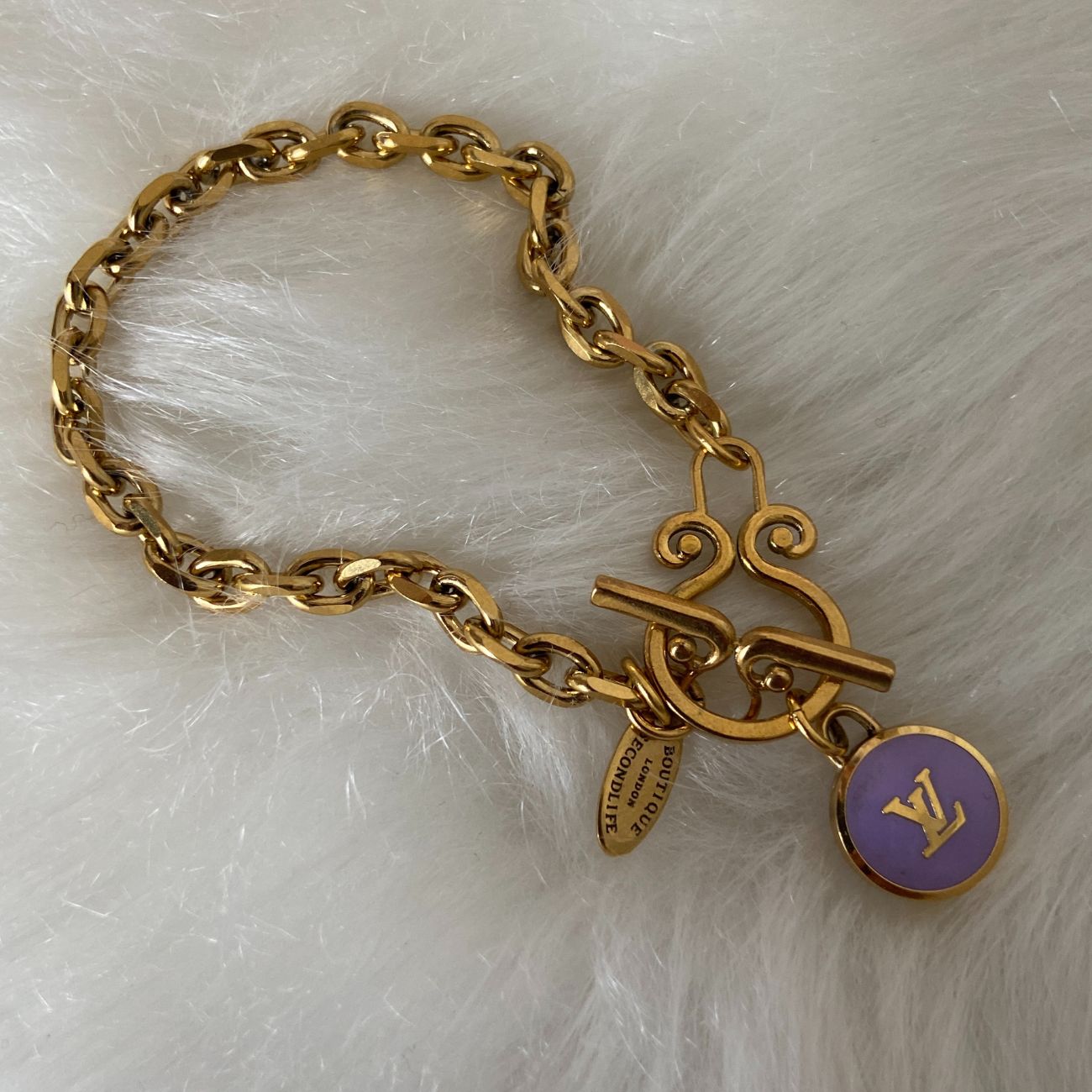 Authentic Louis Vuitton Logo Purple Pastilles  Pendant- Bracelet