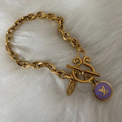 Authentic Louis Vuitton Logo Purple Pastilles  Pendant- Bracelet