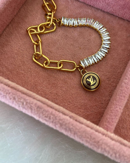 Authentic Louis Vuitton Logo Brown Pastilles  Pendant- Bracelet