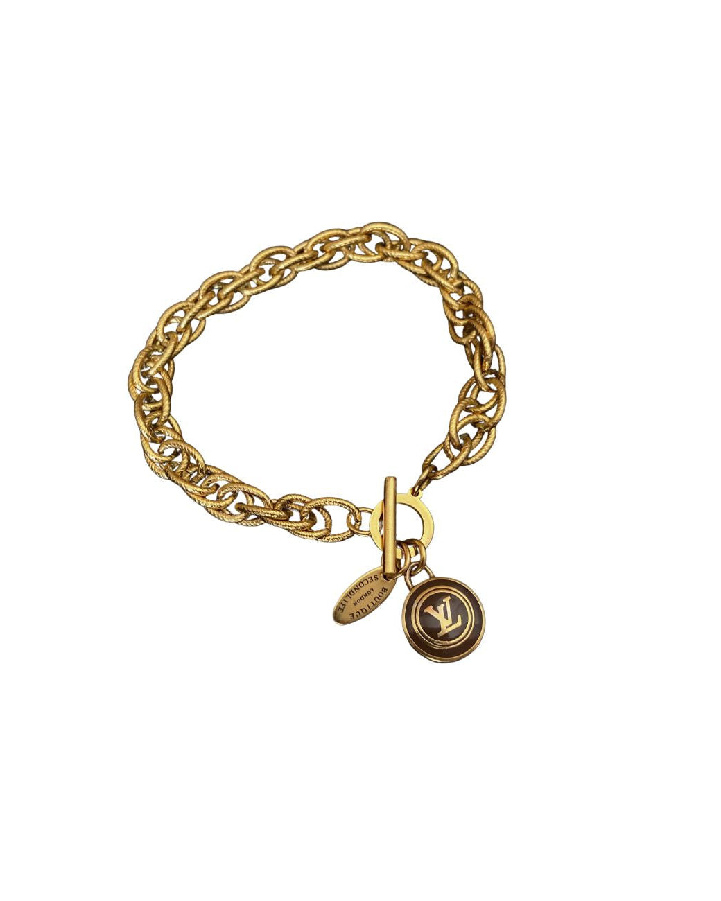 Authentic Louis Vuitton Logo Brown Pastilles  Pendant- Bracelet