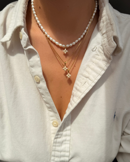 Authentic Louis Vuitton Floragram Pendant- Reworked Pearls Necklace