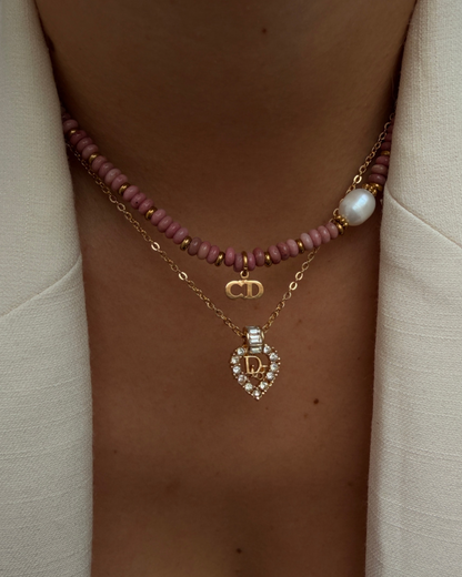 Authentic Dior Heart Rhinestone Necklace