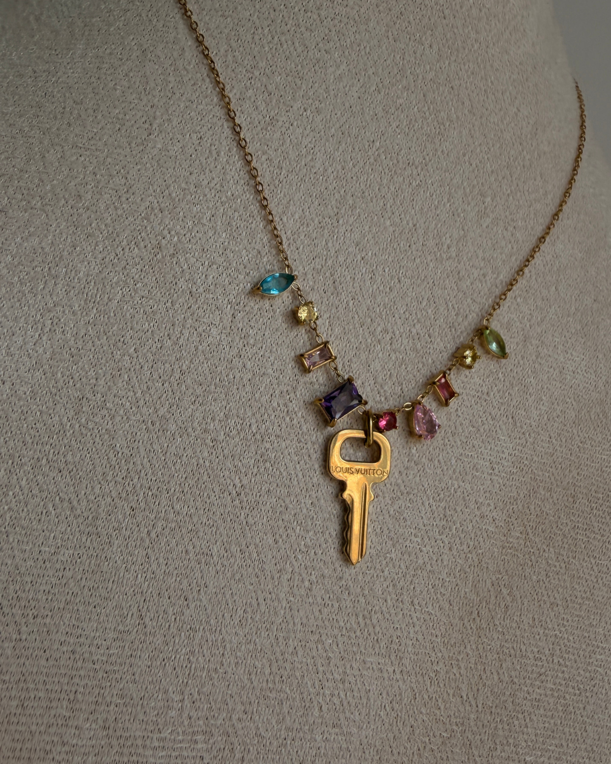 Authentic Louis Vuitton Key Pendant- Necklace Stones