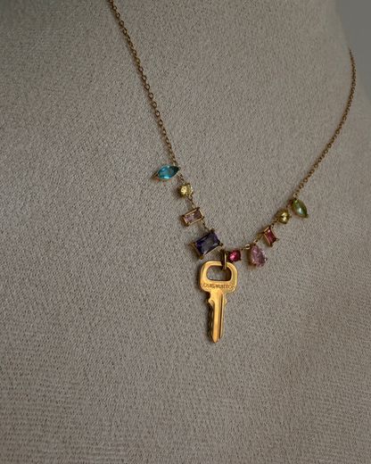Authentic Louis Vuitton Key Pendant- Necklace Stones