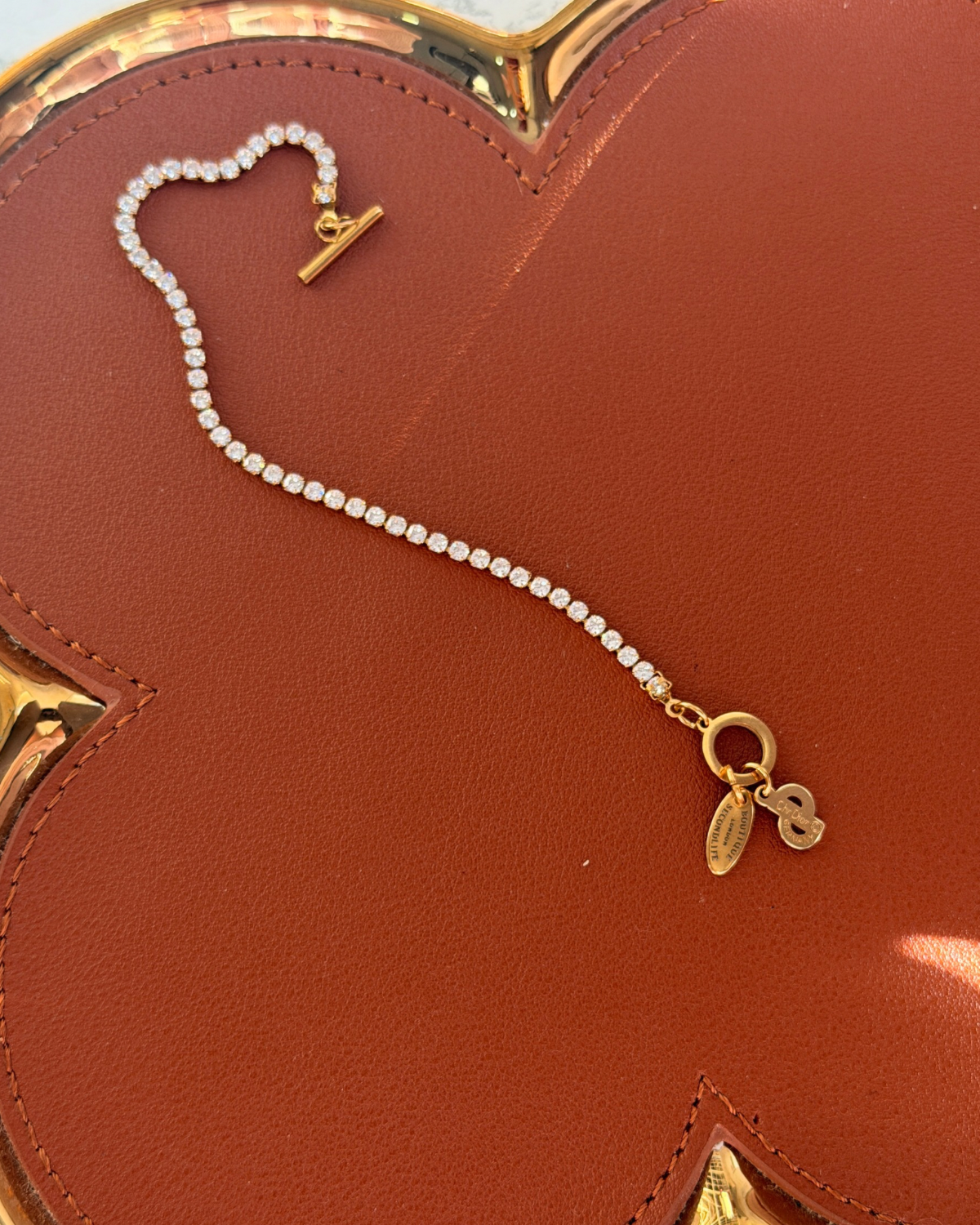 Authentic Dior CD Tag Pendant- Reworked Strass Bracelelt