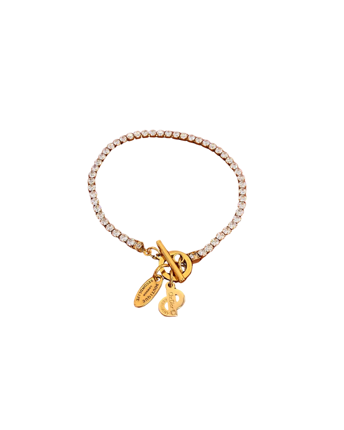 Authentic Dior CD Tag Pendant- Reworked Strass Bracelelt