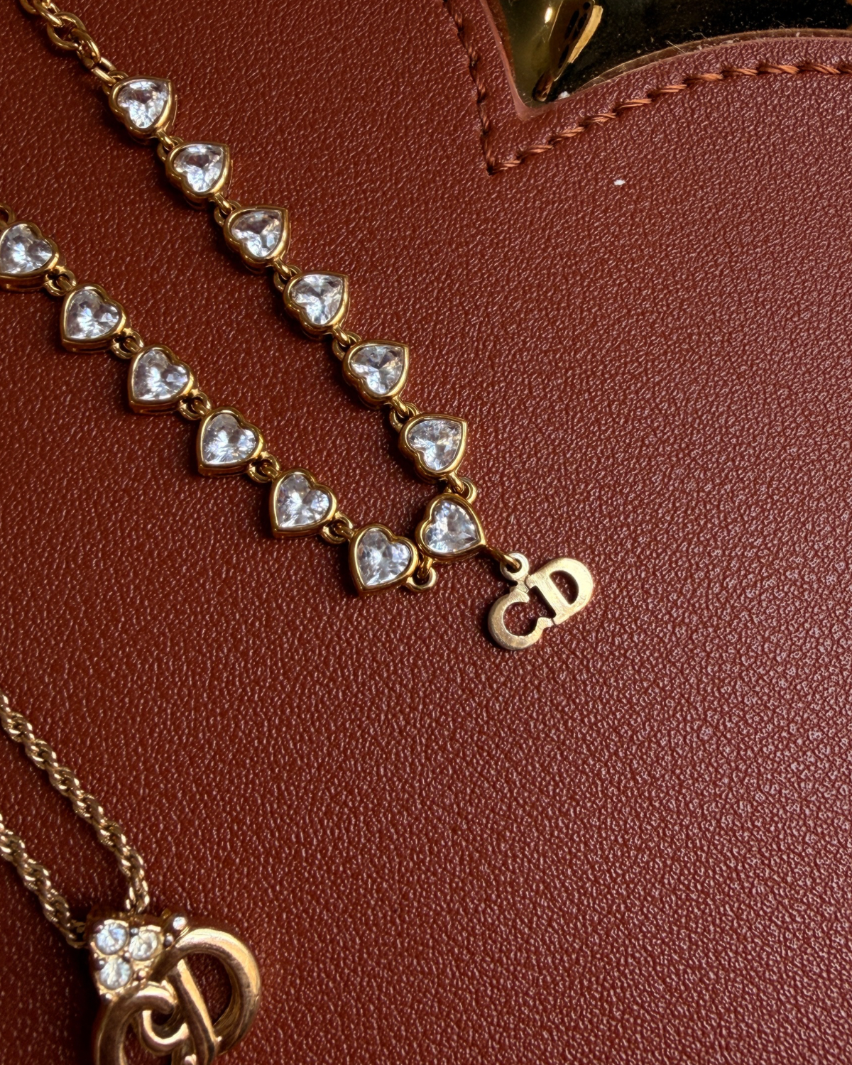 Authentic Dior Pendant – Crystal Heart Necklace