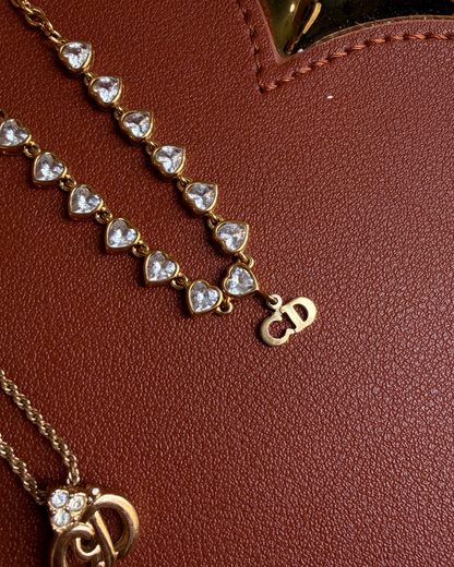 Authentic Dior Pendant – Crystal Heart Necklace