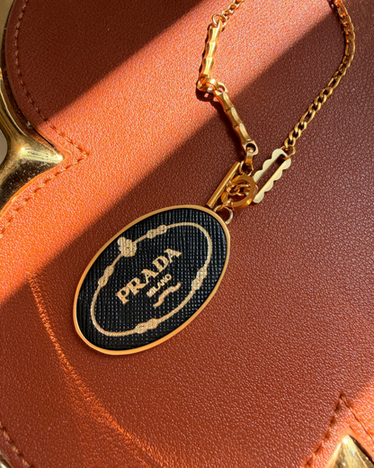 Authentic Prada  Prada Oval Logo Tag Charm - Repurposed Necklace