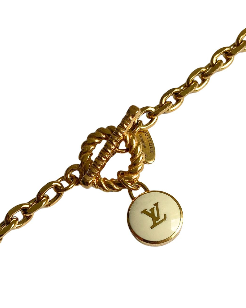Authentic Louis Vuitton White Logo Pendant- Necklace