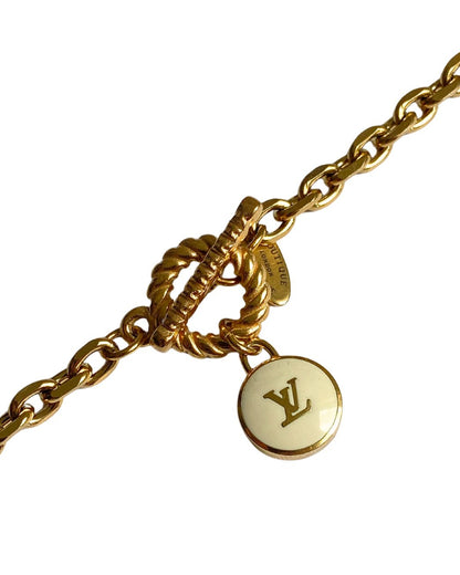 Authentic Louis Vuitton White Logo Pendant- Necklace
