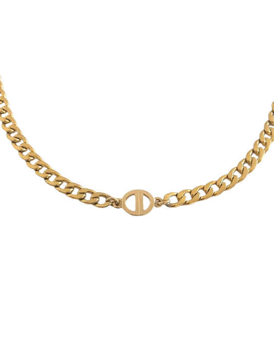 Authentic Dior CD Pendant- Cuban Chain Reworked Choker
