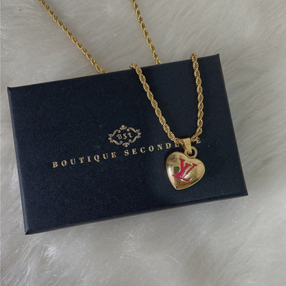 Authentic Louis Vuitton Pendant Gold & Pink Coeur -Reworked Necklace
