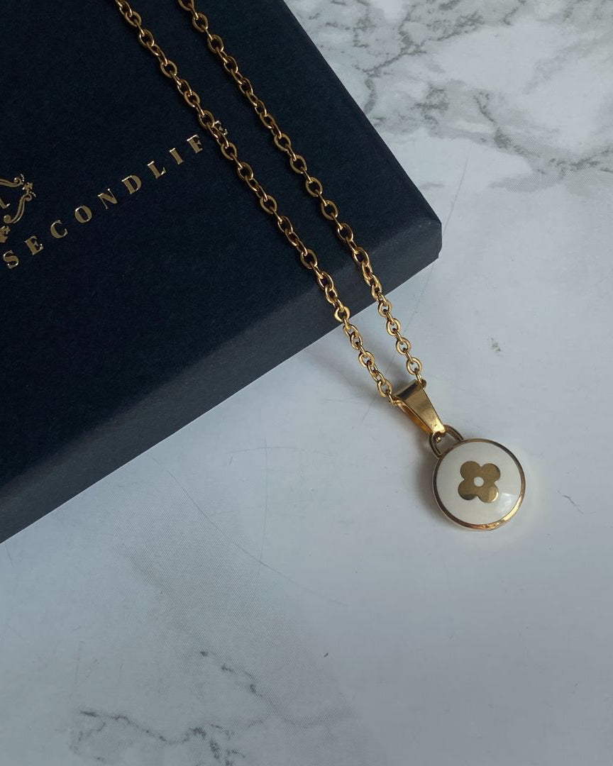 Authentic Louis Vuitton White Pendant- Upcycled Necklace