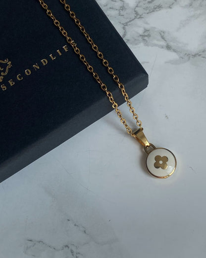 Authentic Louis Vuitton White Pendant- Upcycled Necklace