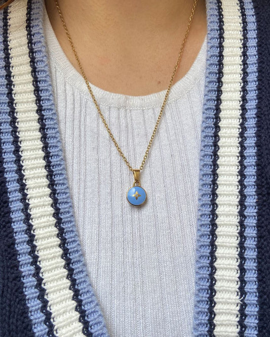 Authentic Louis Vuitton Blue Pendant- Upcycled Necklace