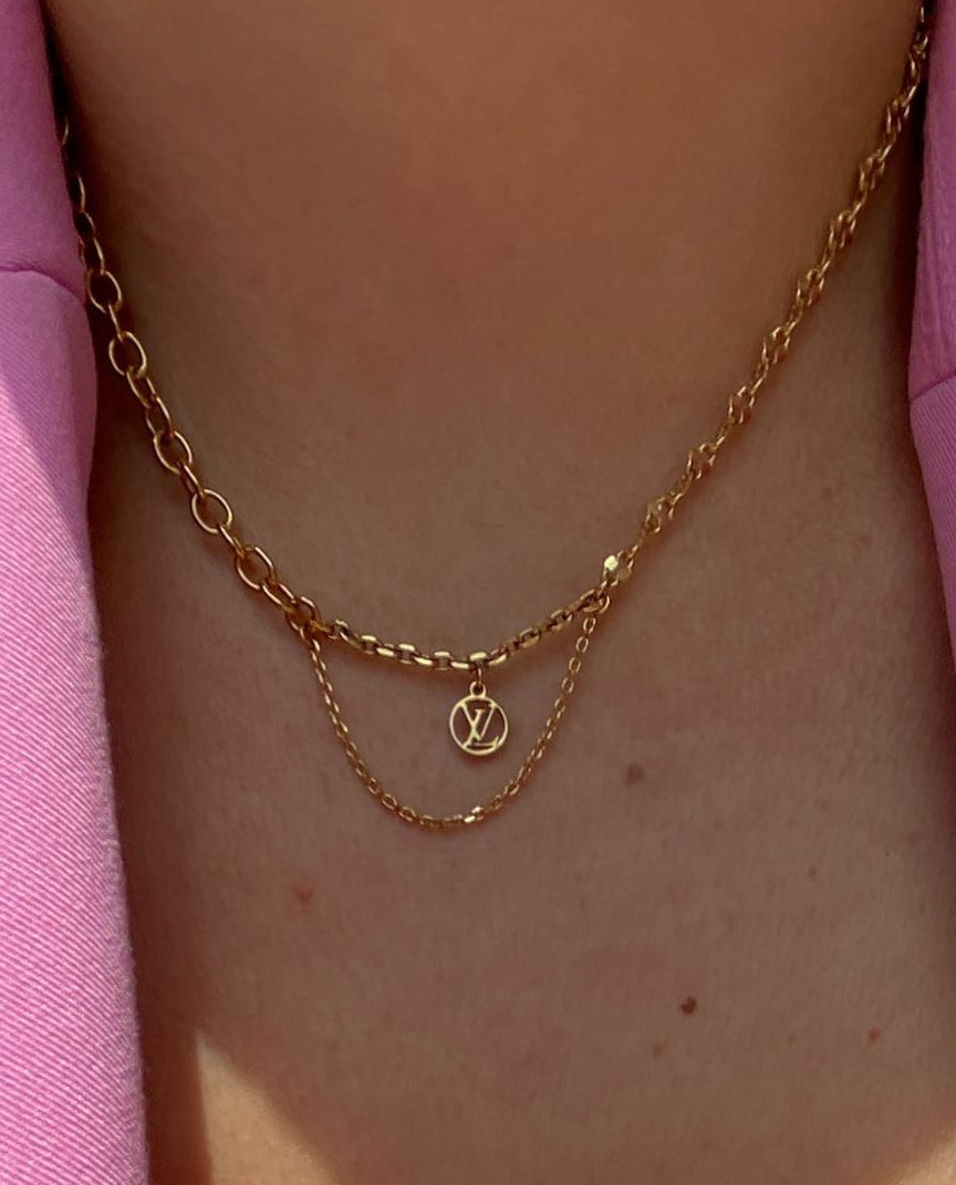 Authentic Louis Vuitton Logo Blooming Pendant- Reworked Choker