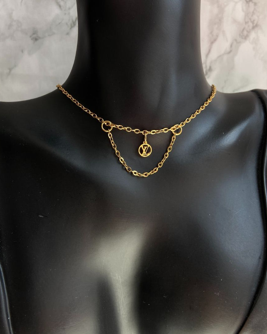 Authentic Louis Vuitton Logo Blooming Pendant- Reworked Choker