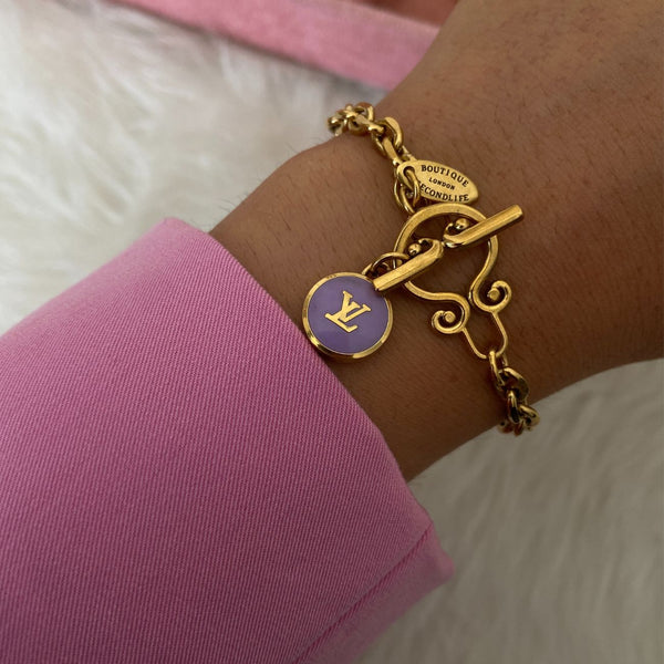 Authentic Louis Vuitton Logo Purple Pastilles  Pendant- Bracelet