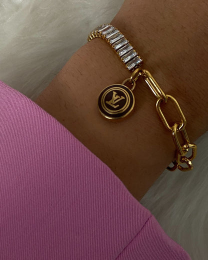 Authentic Louis Vuitton Logo Brown Pastilles  Pendant- Bracelet