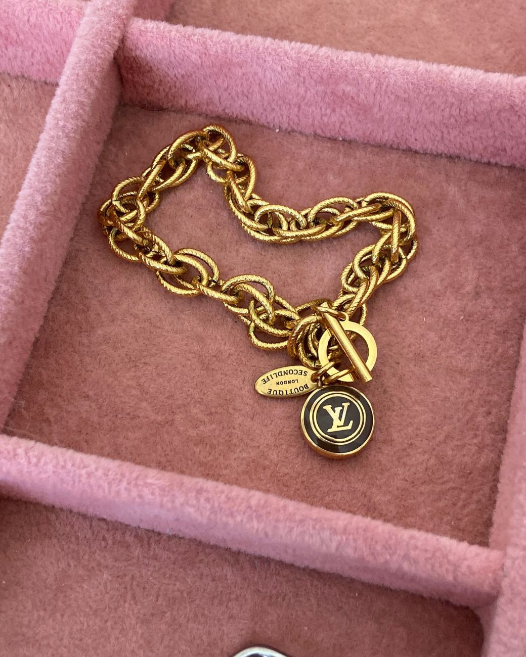 Authentic Louis Vuitton Logo Brown Pastilles  Pendant- Bracelet