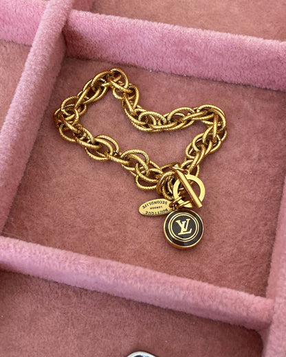 Authentic Louis Vuitton Logo Brown Pastilles  Pendant- Bracelet