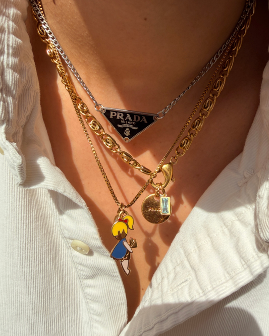 Authentic Prada Reworked Girl Charm Necklace – Reworked Necklace