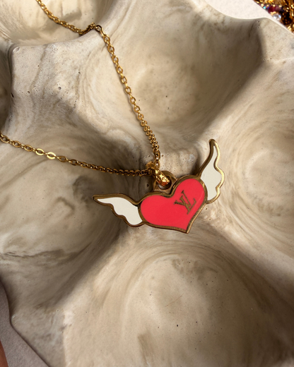 Authentic Louis Vuitton Winged Heart Reworked Necklace