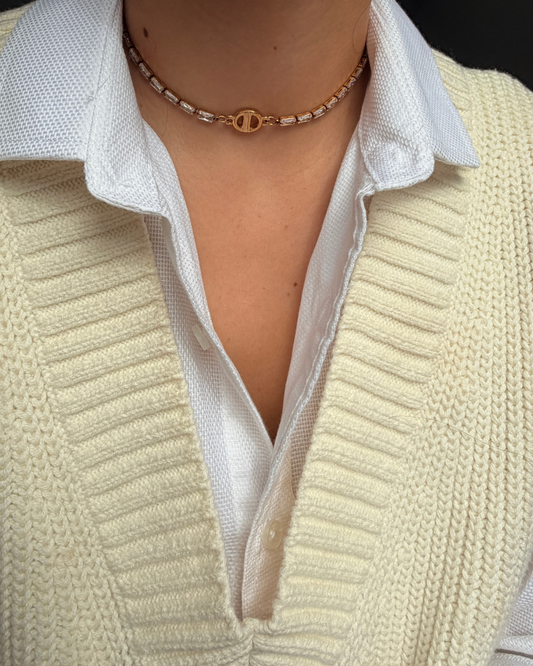 Authentic Dior CD Pendant- Diamante Chain Reworked Choker