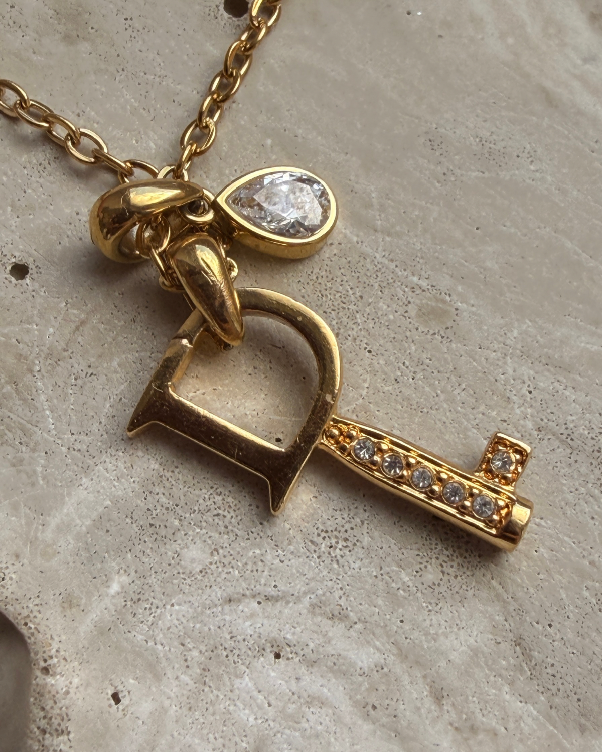 Authentic Vintage Dior key- Reworked Necklace