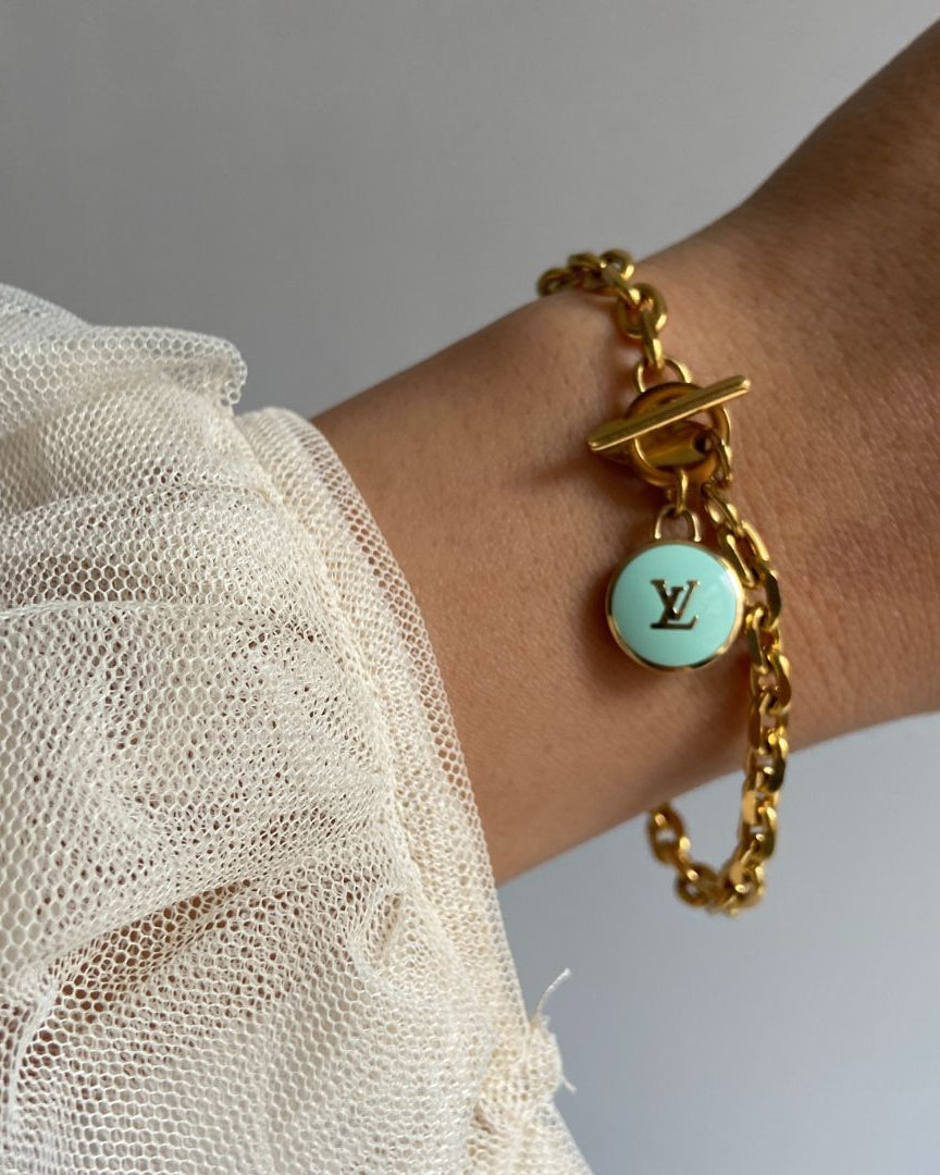 Authentic Louis Vuitton Logo Mint Pendant- Bracelet Pastilles Pendant