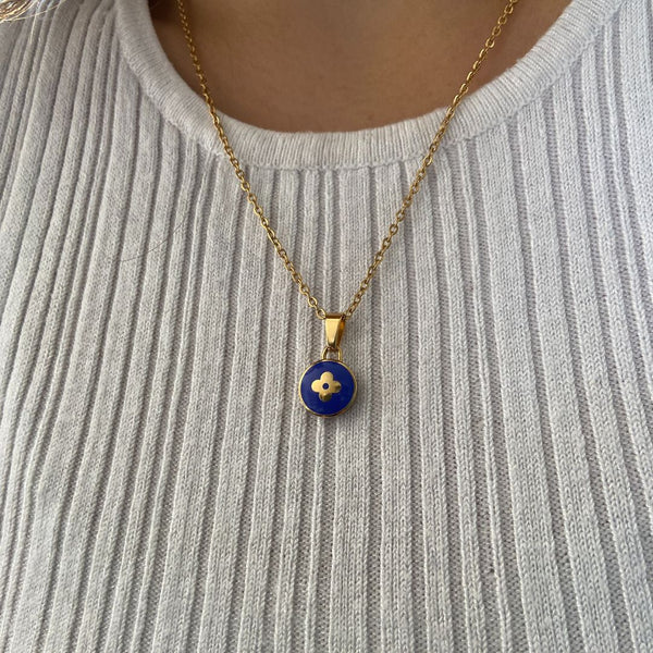 Authentic Louis Vuitton Blue Pendant- Upcycled Necklace