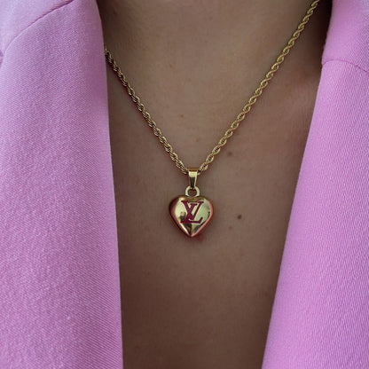 Authentic Louis Vuitton Pendant Gold & Pink Coeur -Reworked Necklace