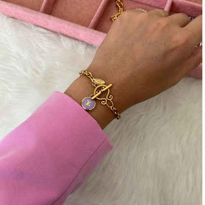 Authentic Louis Vuitton Logo Purple Pastilles  Pendant- Bracelet