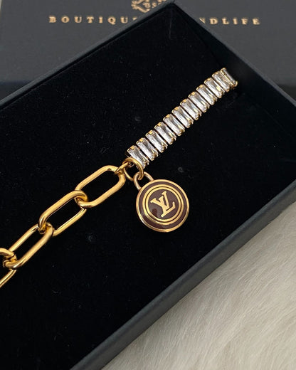 Authentic Louis Vuitton Logo Brown Pastilles  Pendant- Bracelet