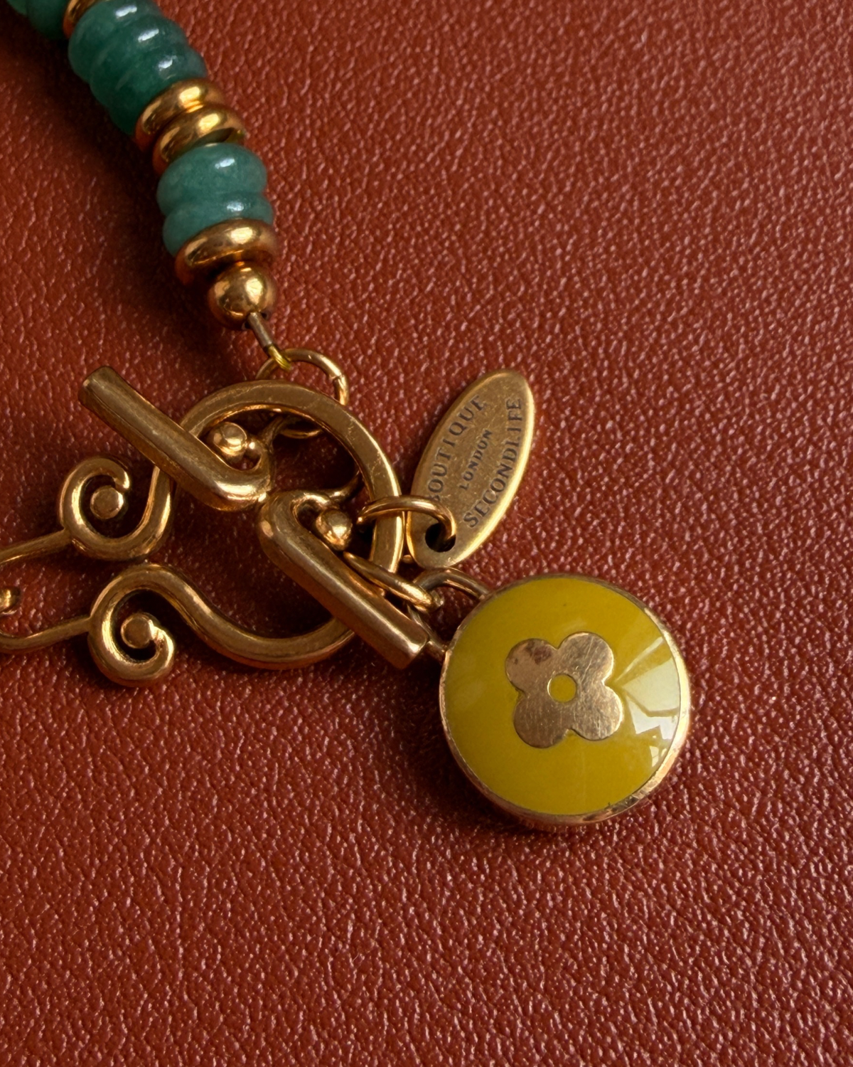 Authentic Louis Vuitton Green Pendant - Reworked Stones Bracelet