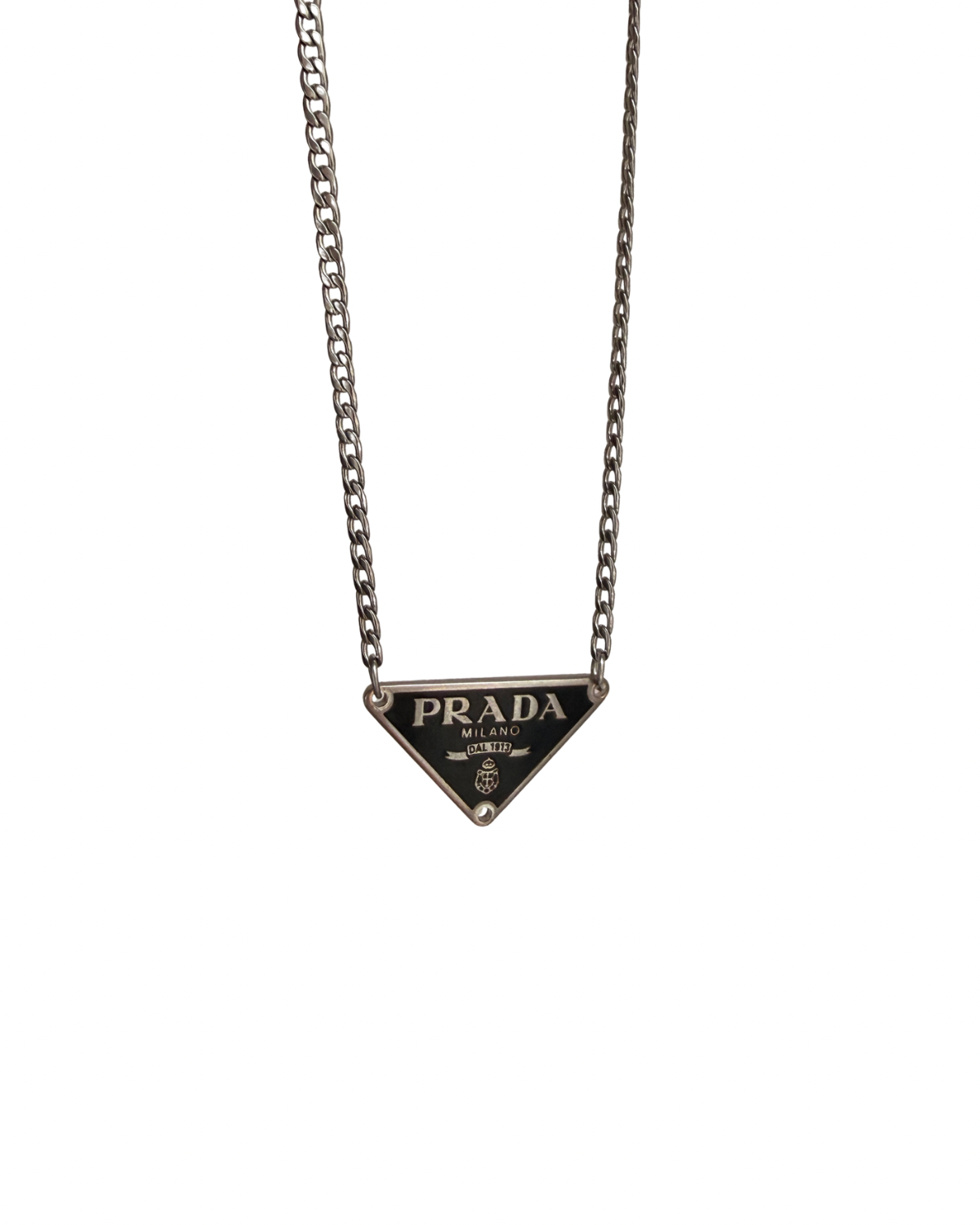 Authentic Silver Prada plaque tag - Reworked Necklace