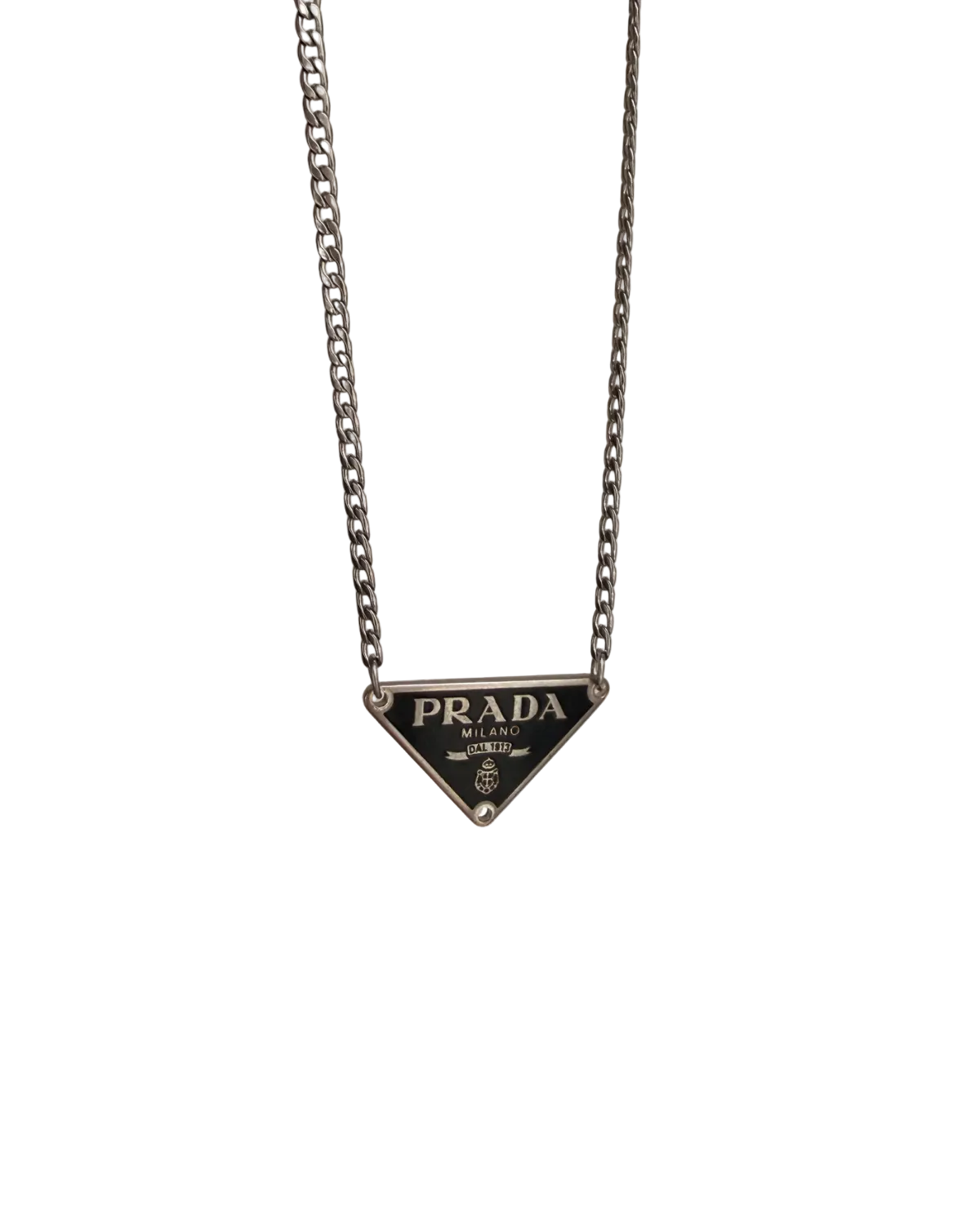 Authentic Silver Prada plaque tag - Reworked Necklace