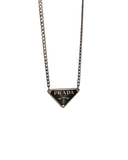 Authentic Silver Prada plaque tag - Reworked Necklace