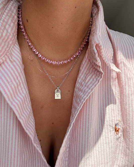 Authentic Louis Vuitton Nanogram luggage tag Pendant - Reworked Rose Gold