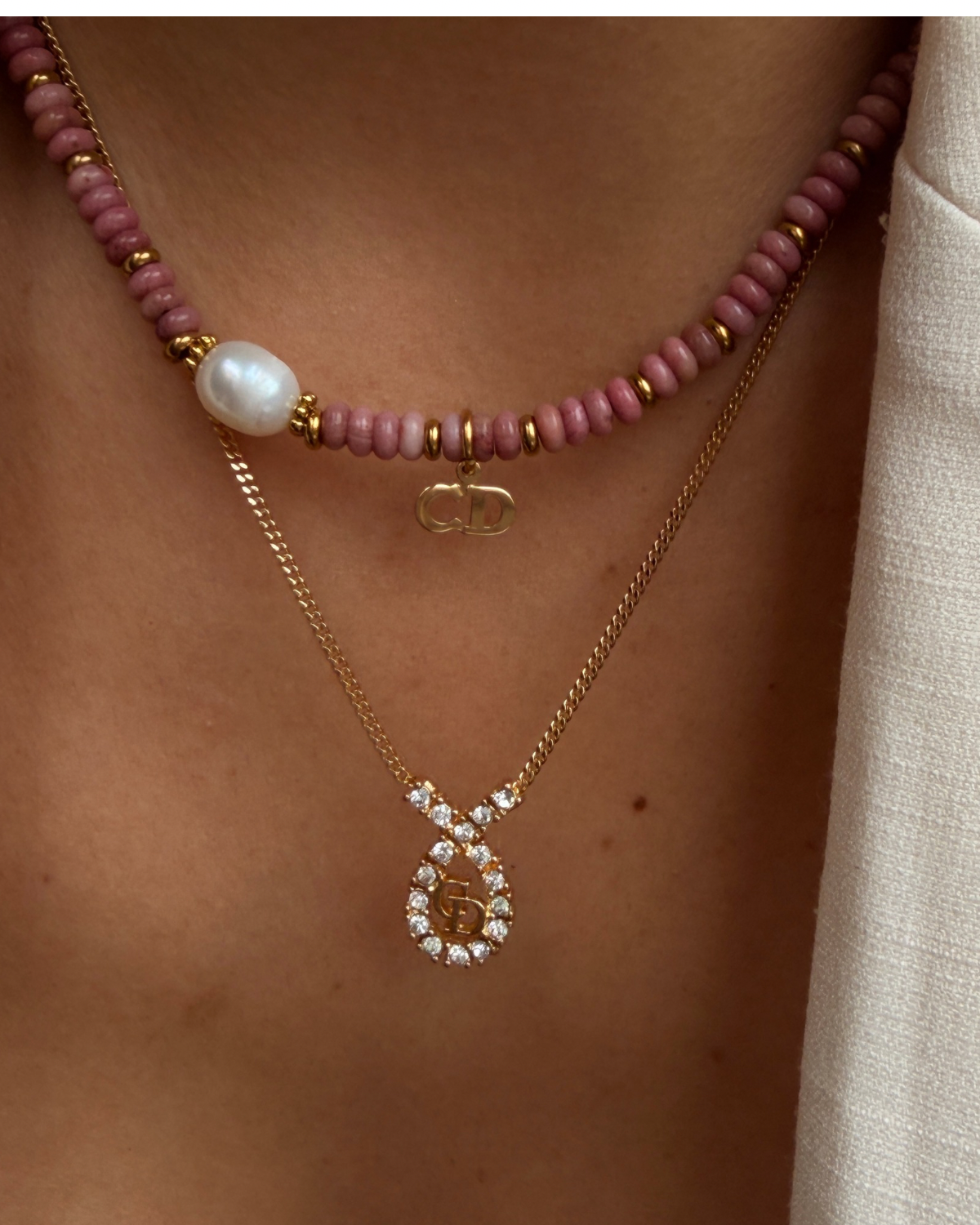 Authentic Dior Drop Rhinestone Necklace