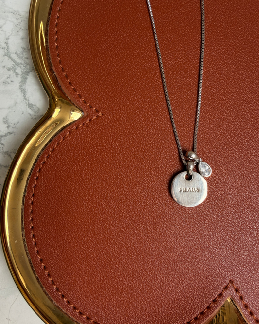 Authentic Prada Rounded Pendant - Reworked Silver Necklace