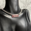 Authentic Silver Prada Square plaque tag - Repurposed Necklace