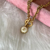 Authentic Louis Vuitton White Logo Pendant- Necklace