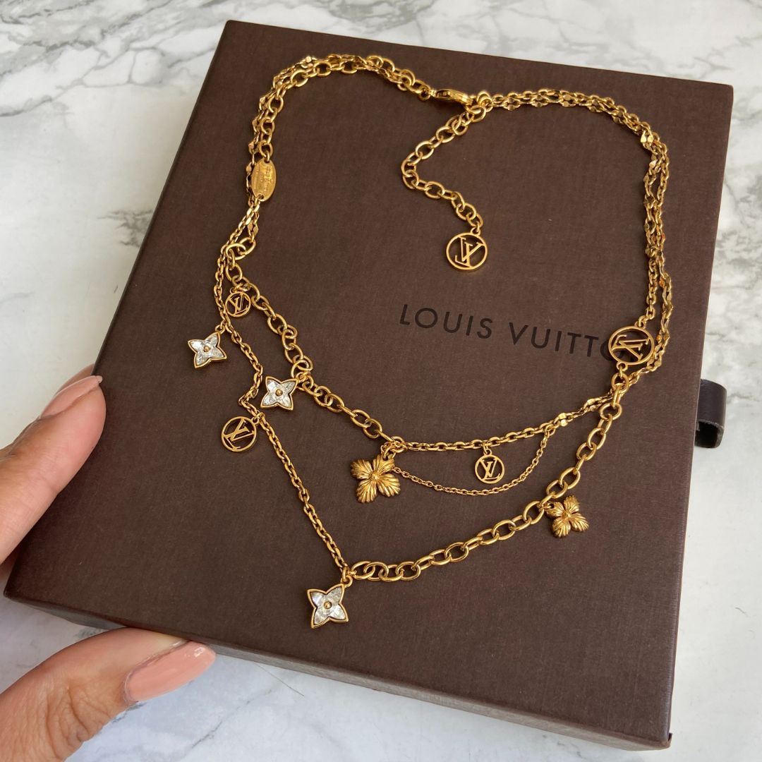Pre-owned Louis Vuitton Gold Blooming Supple Necklace