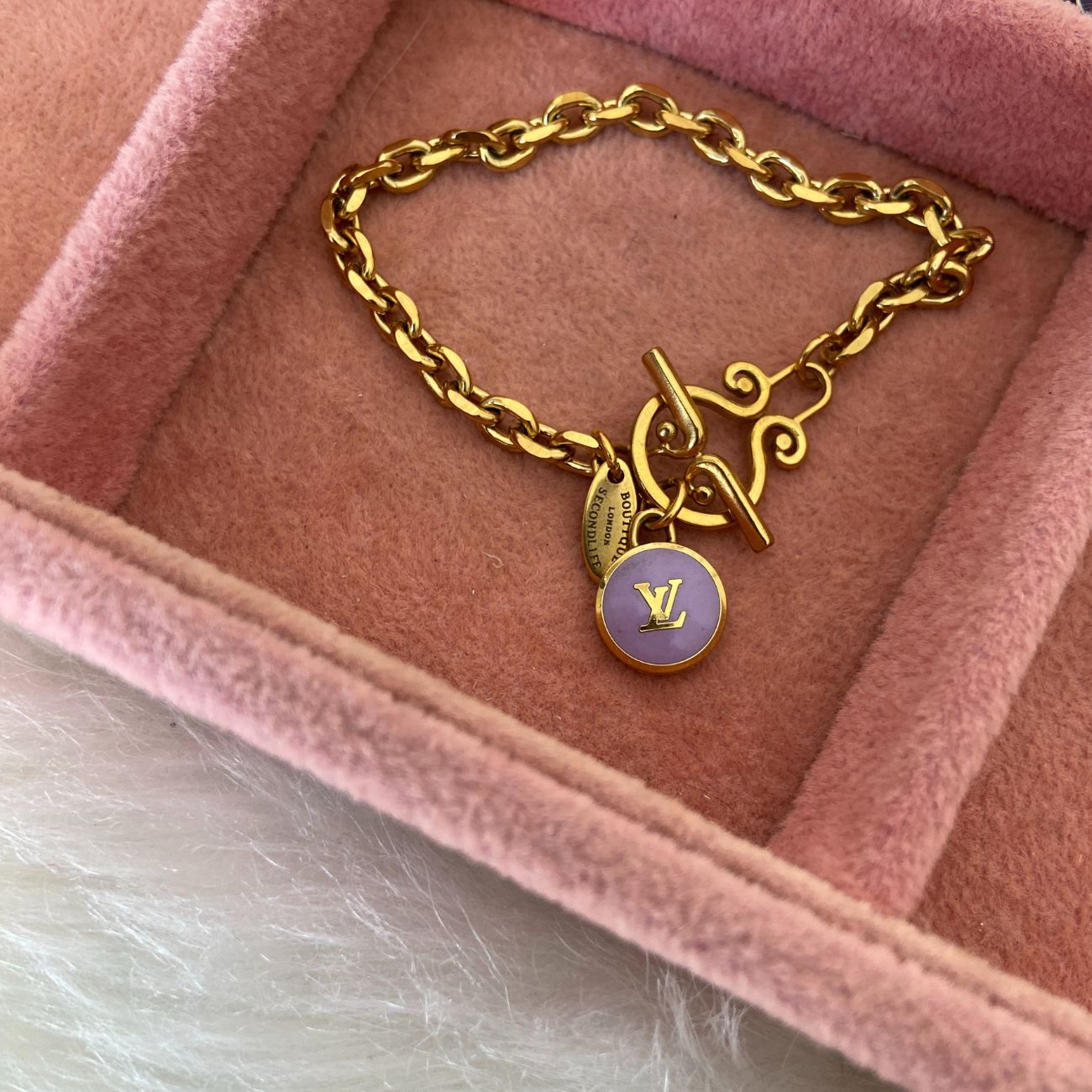Authentic Louis Vuitton Logo Purple Pastilles  Pendant- Bracelet