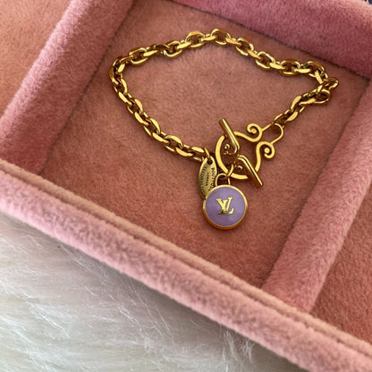 Authentic Louis Vuitton Logo Purple Pastilles  Pendant- Bracelet