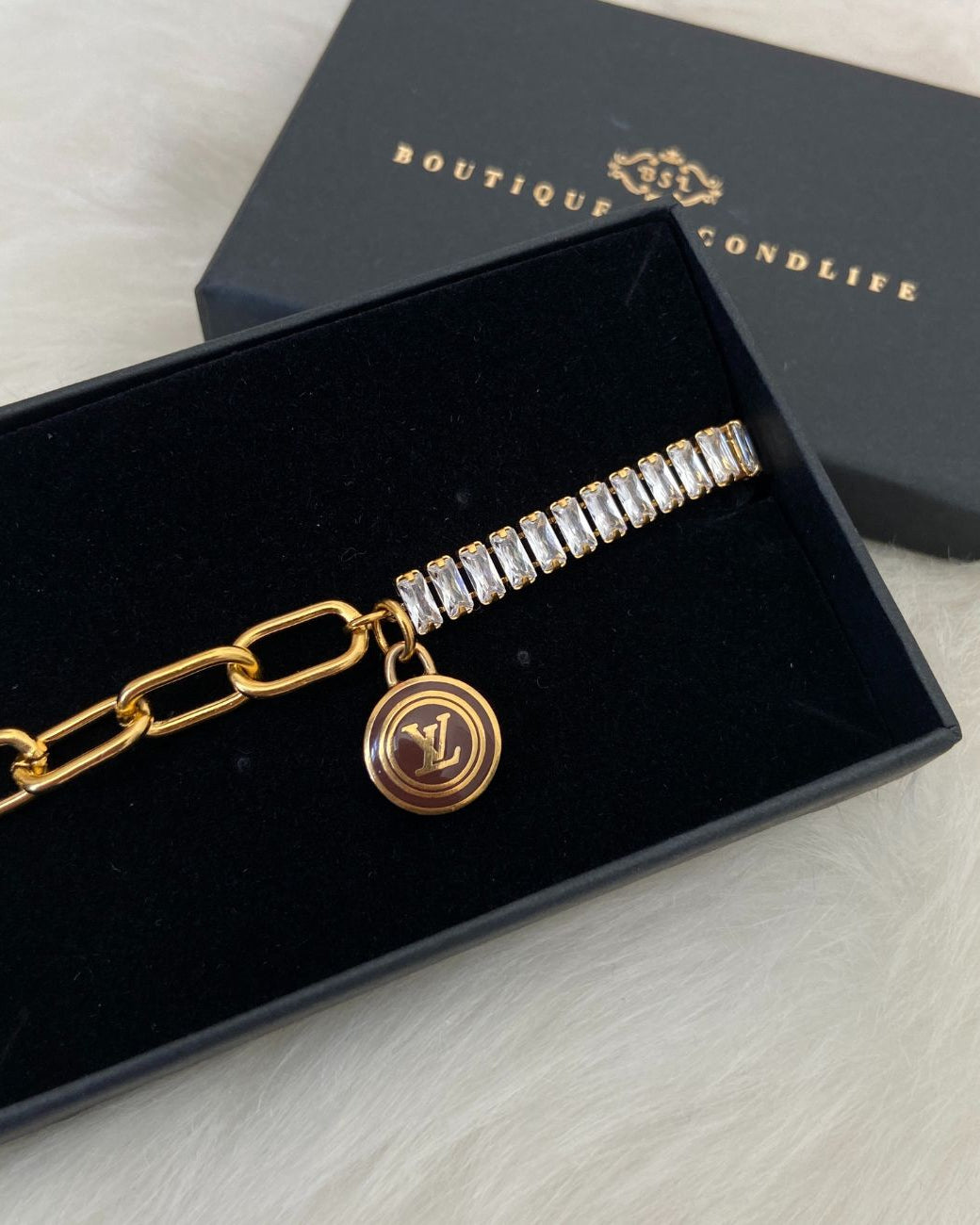 Authentic Louis Vuitton Logo Brown Pastilles  Pendant- Bracelet