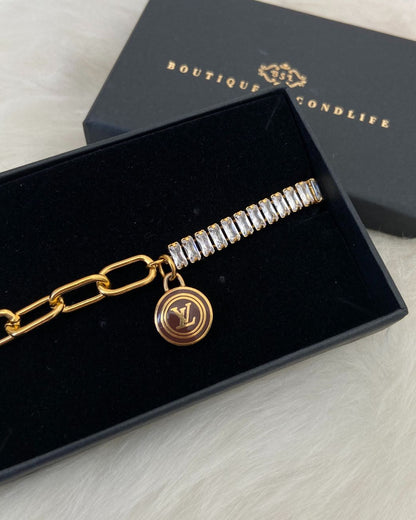 Authentic Louis Vuitton Logo Brown Pastilles  Pendant- Bracelet