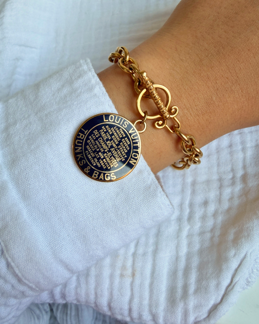 Authentic Louis Vuitton Blue Pendant-Repurposed Bracelet
